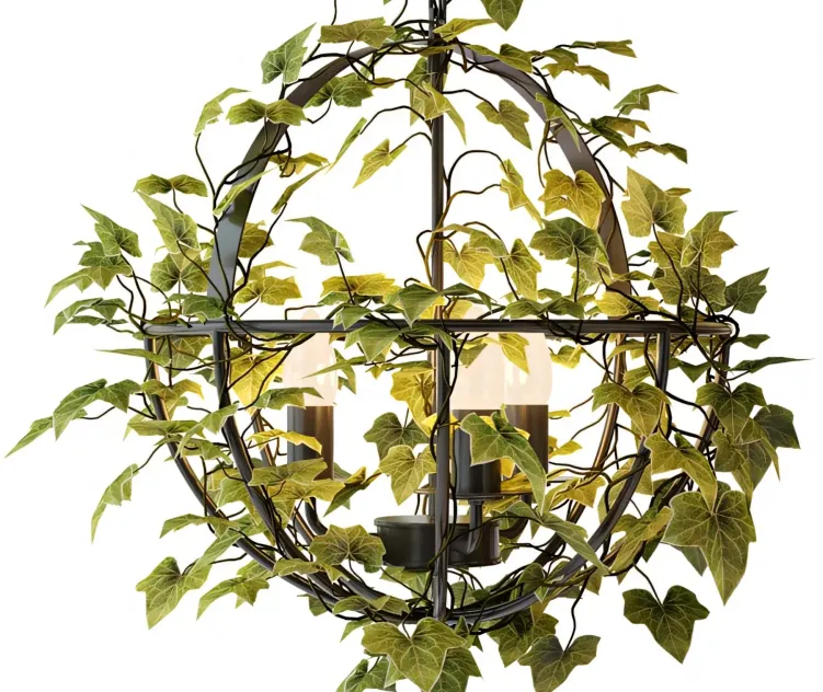 Vintage Industrial Spherical Chandelier With Ivy