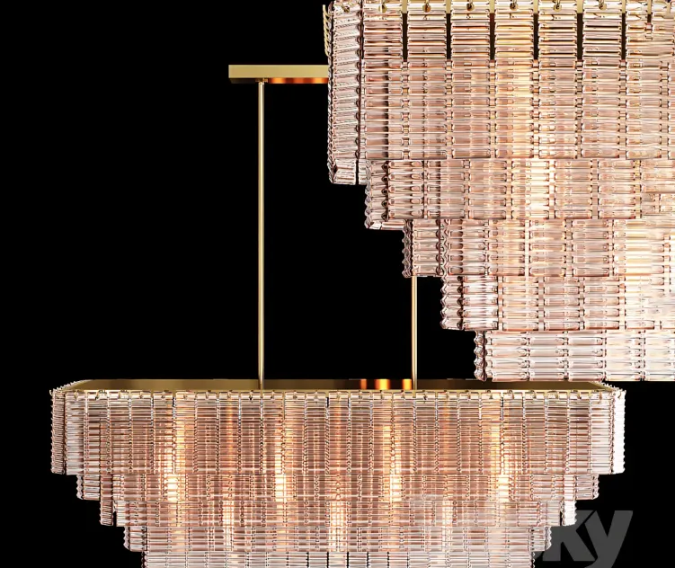 Restoration Hardware SIRENE LINEAR CHANDELIER Brass Clear Glass