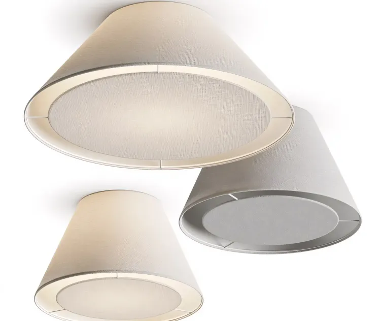 Crate Barrel White Tapered Linen Ceiling Lamps