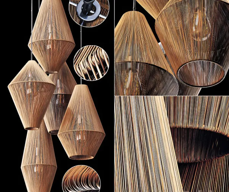Lamp Wood Rattan Wicker